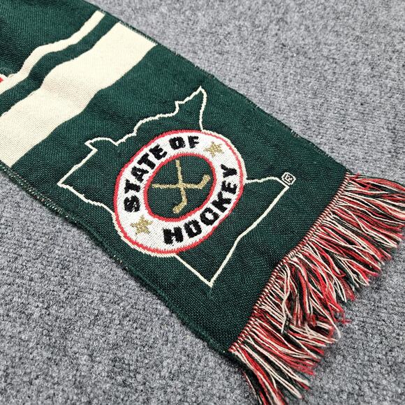 Minnesota Wild Scarf Green Red Spelled out Logo State of Hockey Evergreens NHL - Picture 3 of 6